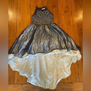 Speechless kids high low dress size 7 navy blue jeweled top